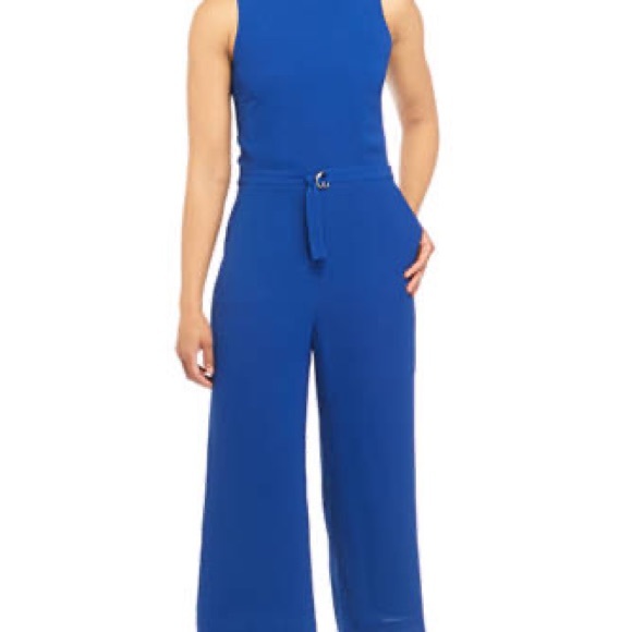 MICHAEL Michael Kors Twilight Blue D Ring Belt Cropped Pant Jumpsuit - Picture 2 of 16